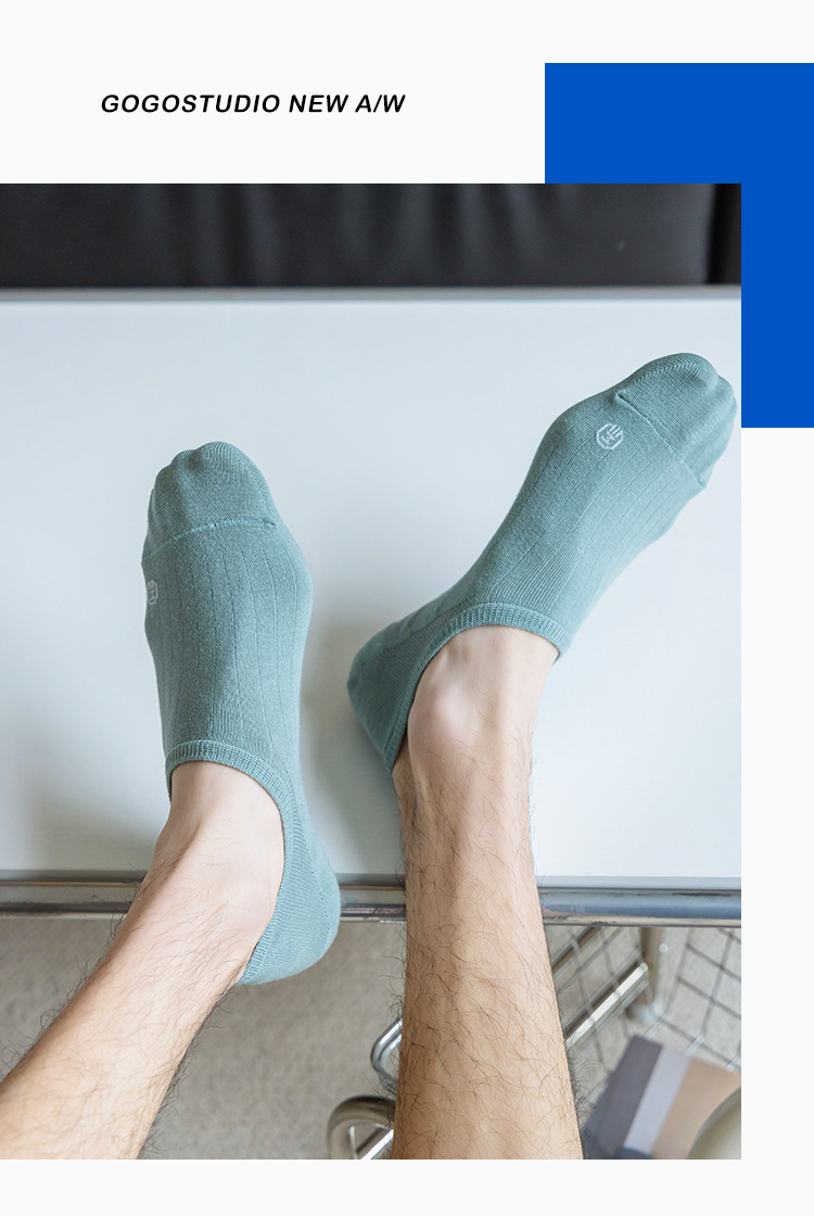 7A抗菌袜子男士夏季薄款船袜防臭吸汗袜纯色抽条隐形浅口硅胶短袜详情12