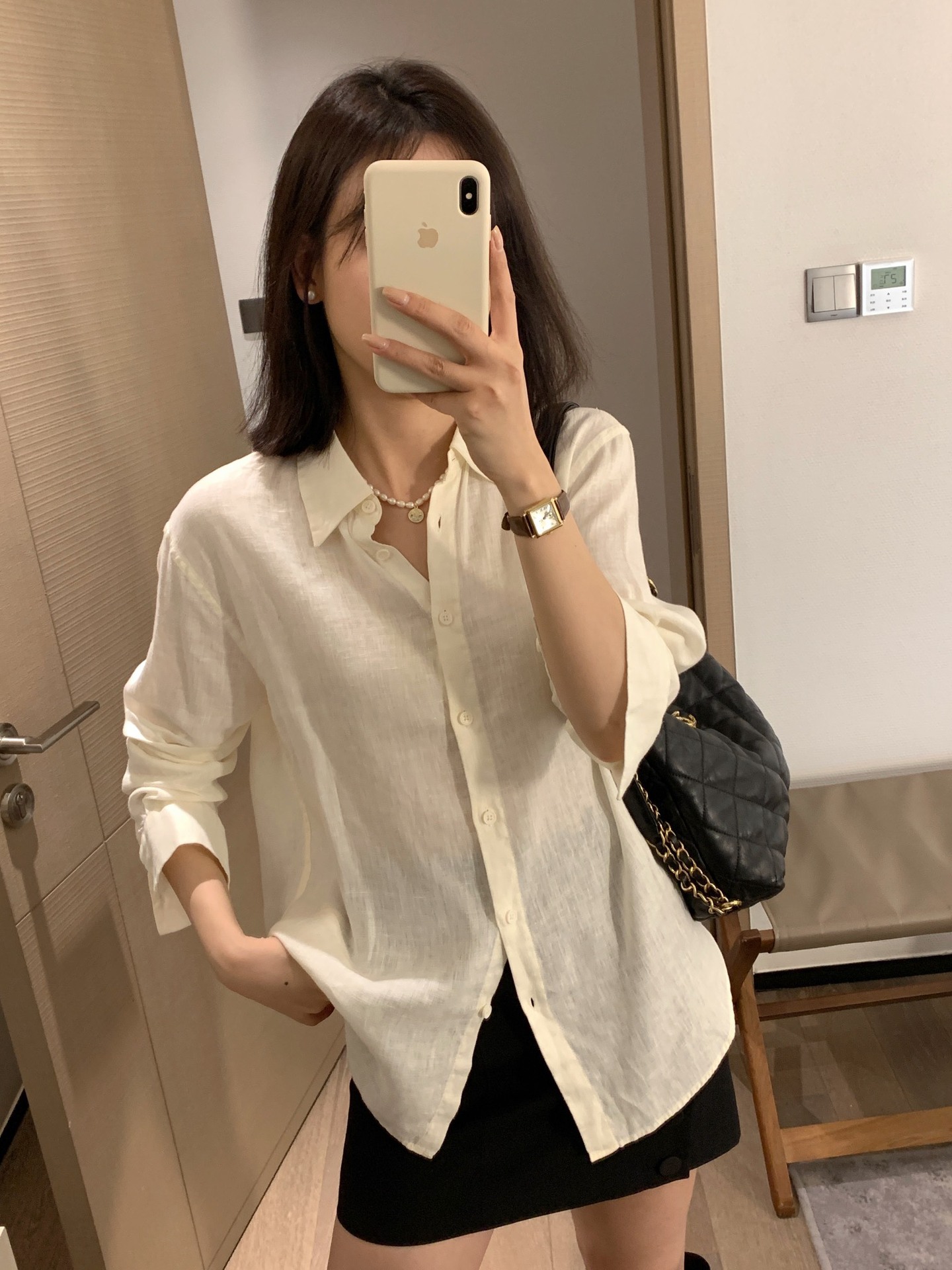 020810 春季新款女士刺绣亚麻平纹纯色简约宽松通勤舒适衬衣衬衫详情15