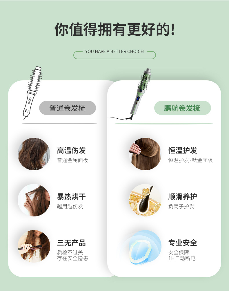 Cross-border manual hair straightening comb, negative ion non-damaging hair portable curling iron, straight plate clamping, straight curling dual-purpose fluffy comb pic 6