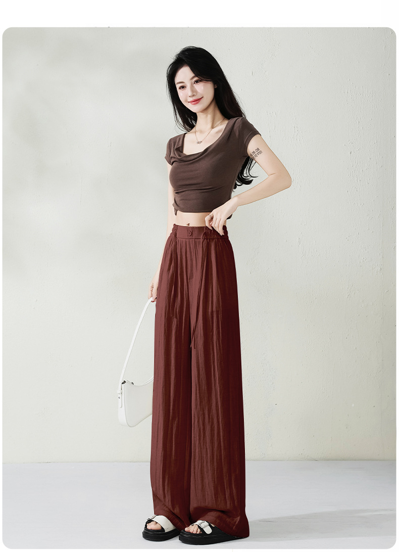 百搭天丝亚麻裤子女时尚百搭堆堆裤垂感显高显瘦裤子25年夏季新品详情15