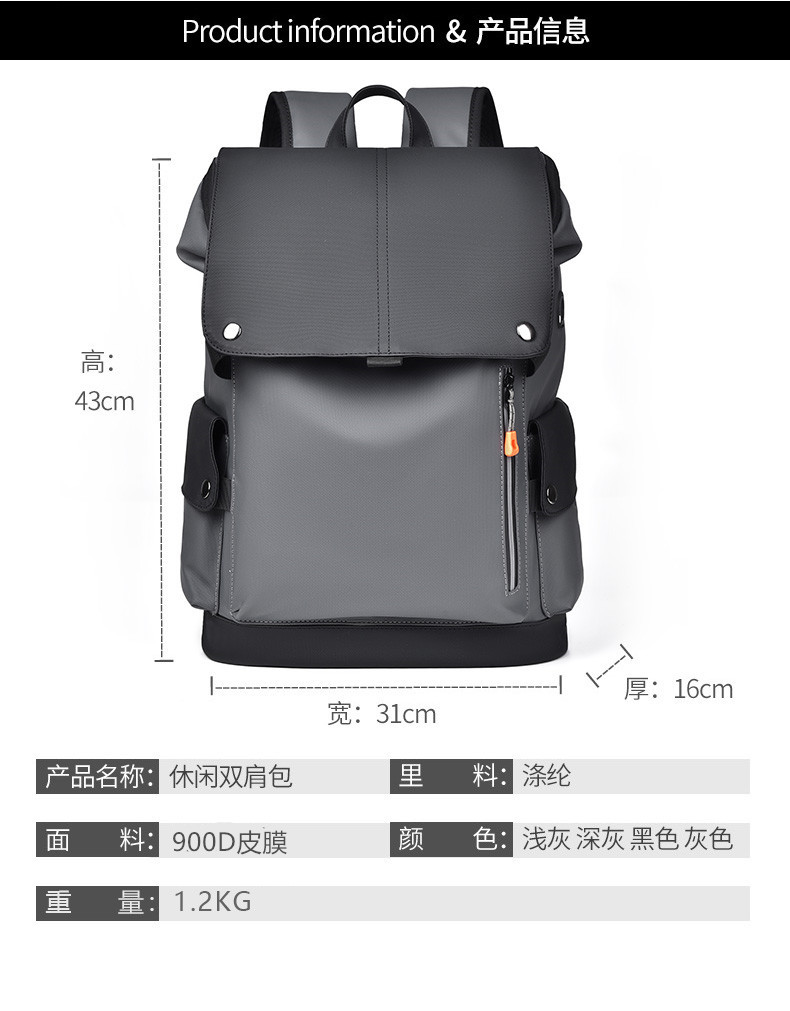 Transfronteriza nueva mochila de negocios mochila de hombre bolsa de computadora de viaje de gran capacidad bolsa de energía de moda cuero PU pic 11