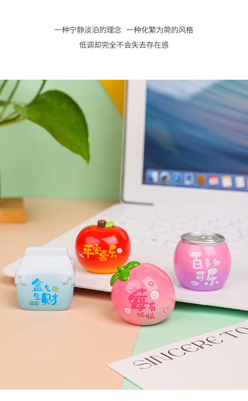 A cute and adorable figurine with words on it, symbolizing a little cute resin mini desktop decoration and a car ornament pic 13