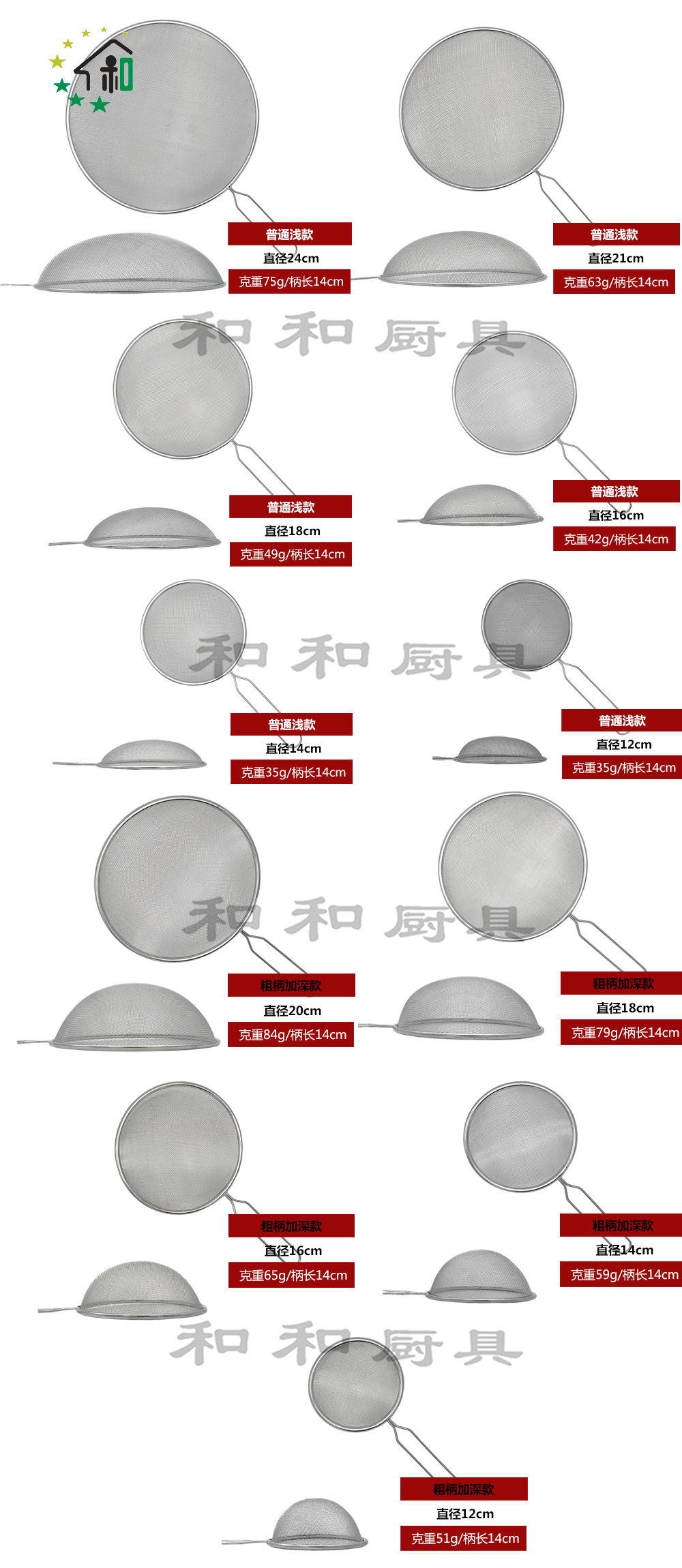 跨境面粉筛烘焙工具燕窝豆浆火锅油炸油过滤勺 201不锈钢漏网油格详情9