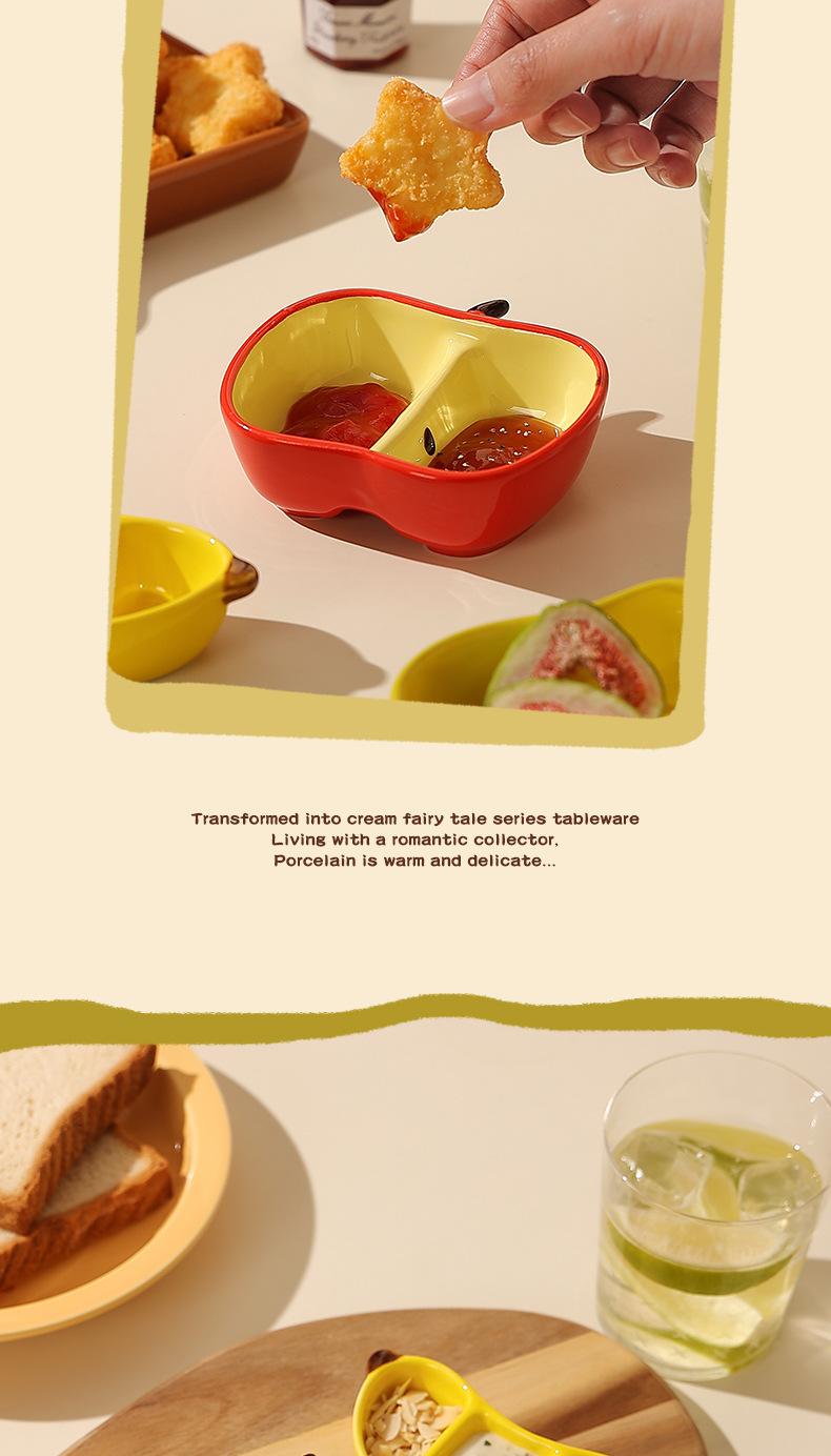 Creative fruit dipping saucers, household ceramic snack saucers, hot pot condiment saucers, vegetable saucers, cute differently styled and flavored saucers pic 35
