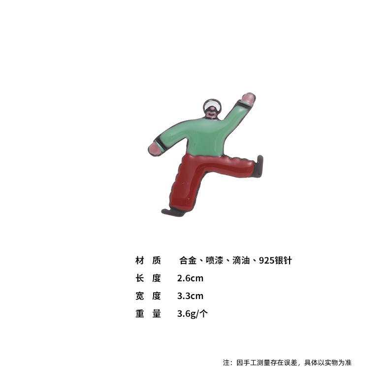 YOK 日系卡通小人幽默搞怪气质喷漆手绘滴油冷珐琅小众设计耳钉女详情12