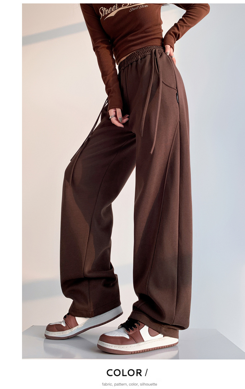 Fleece warm wide-leg pants, loose and high-waisted, slimming winter new style pic 49