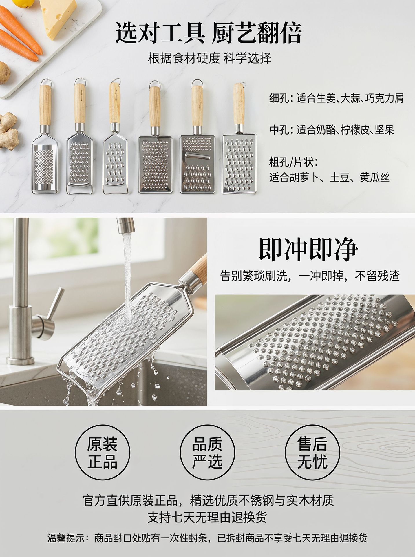 Stainless steel ginger grater, multi-functional radish grater, ginger grinder, lemon grater, cheese grater, flat grater, peeling pic 7