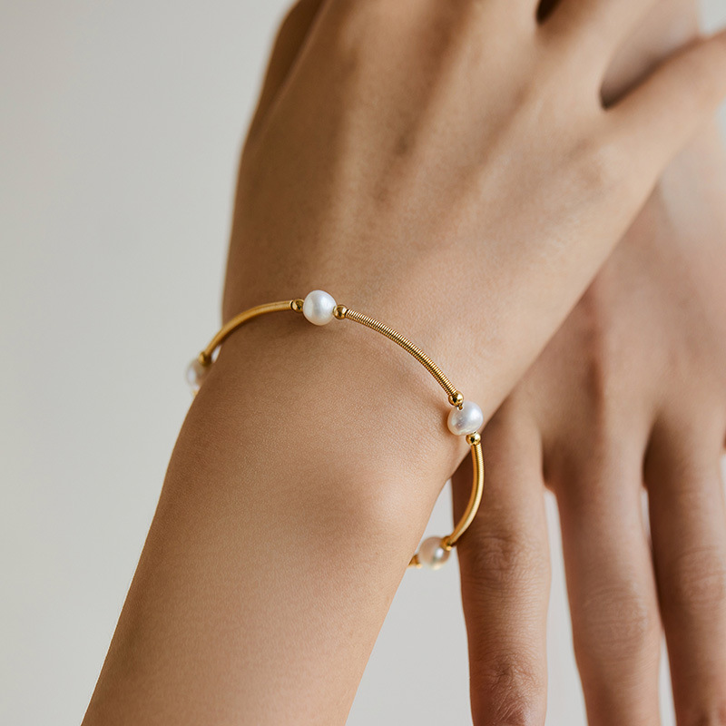 保色淡水珍珠手链质感真金电镀优雅贝珠手串手工气质复古欧美手饰详情19