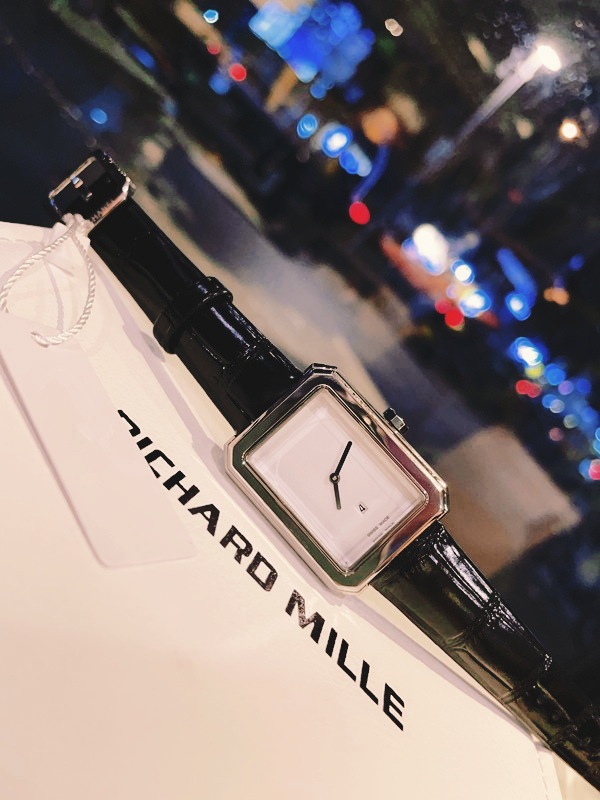 跨境中古小香风腕表两针方形女表编织绳表带黑金方糖手表女陶瓷女详情3