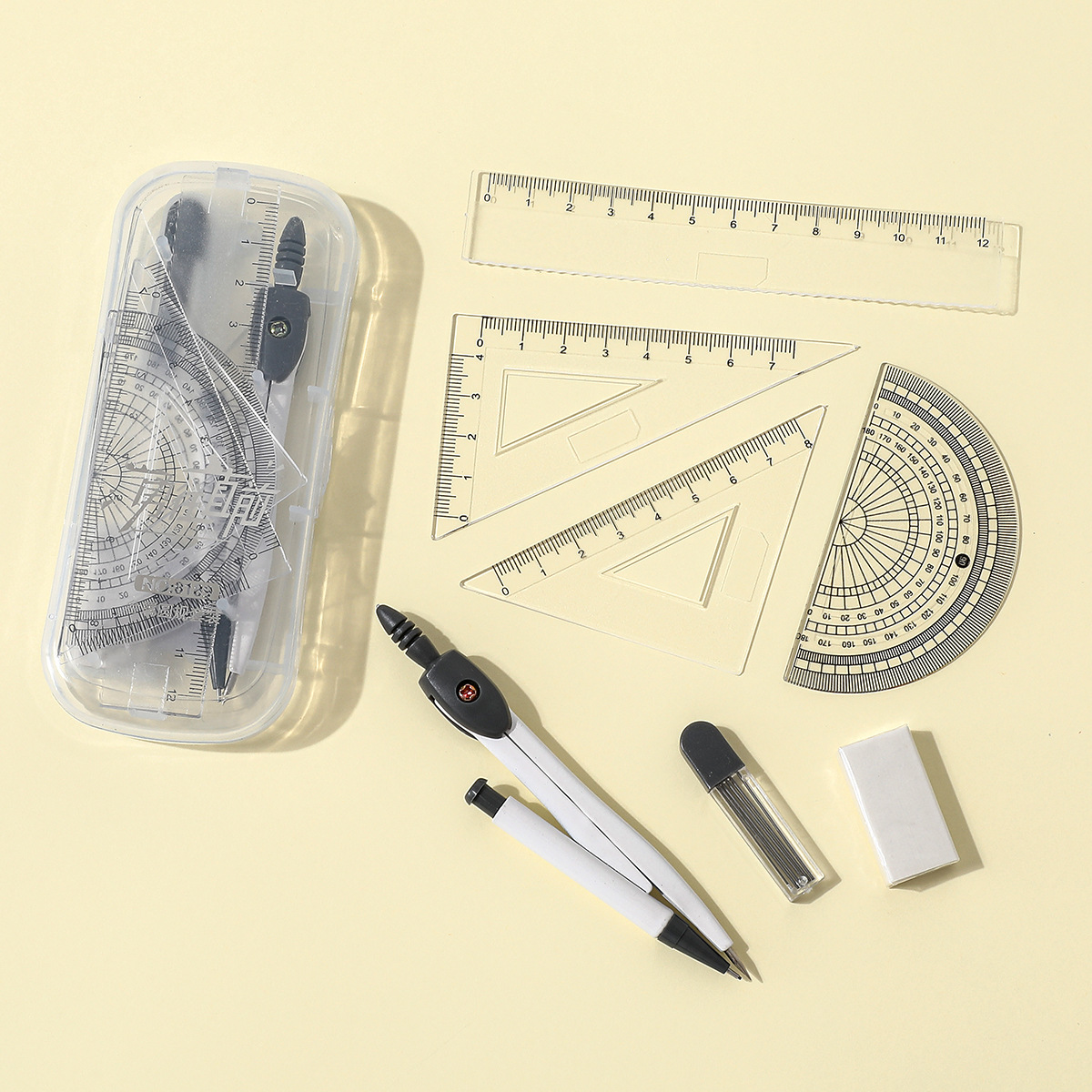 The student compass metal compass set is a standard drawing tool supply for the student stationery examination of drawing design pic 12