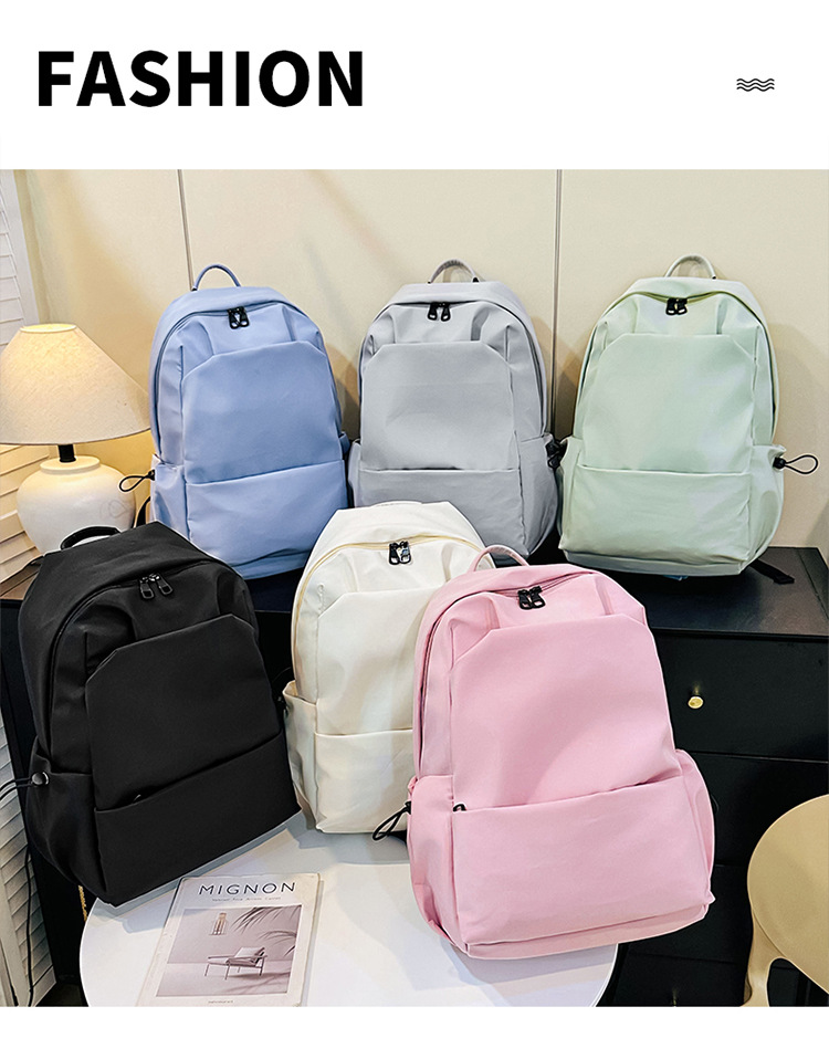 森系大容量休闲双肩包ins韩版纯色百搭初高中学生书包定制印logo详情6