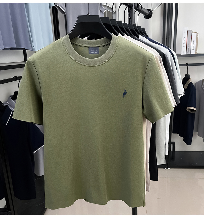 高端男士t恤夏半袖衣服男短袖男款高级感休闲刺绣男生打底衫批发详情47