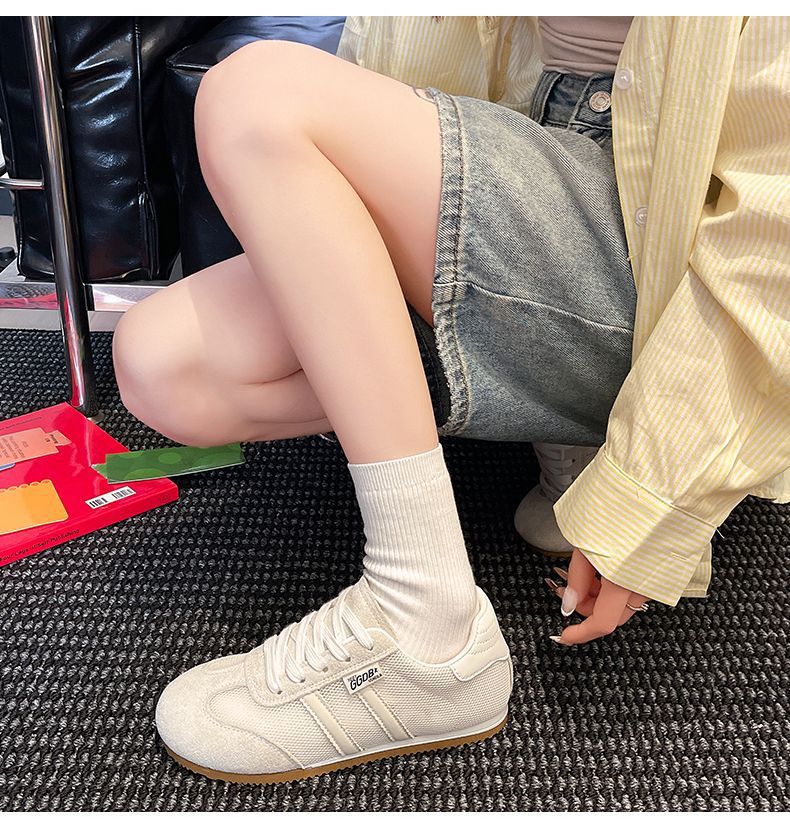 真皮平底小白鞋女鞋2025夏季新款网面德训鞋百搭休闲阿甘运动鞋子详情14