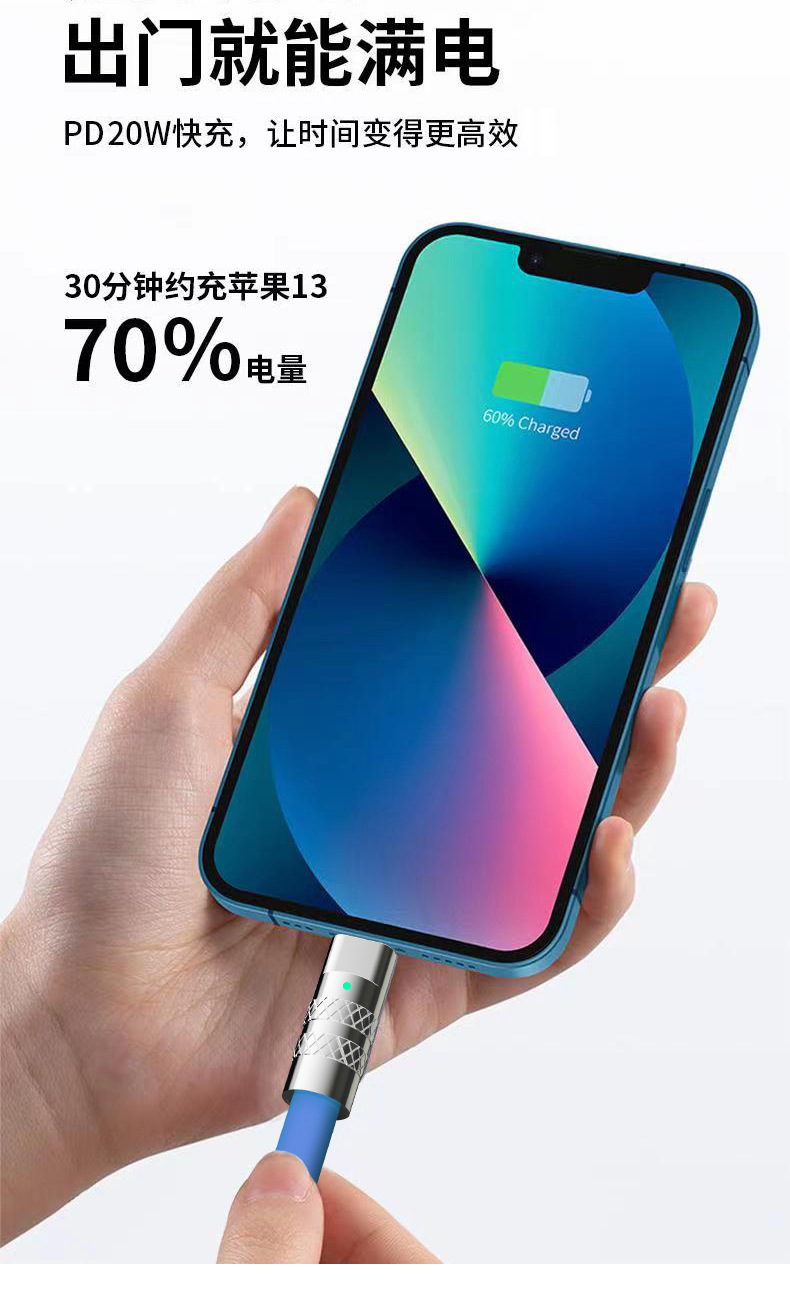机客数据线PD双头TYPE-C锌合金充电线CC快充适用于苹果华为手机详情6