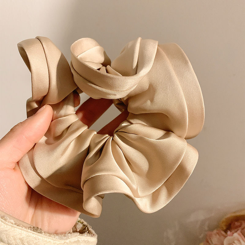 Big news! French high-end style large intestine hair tie ins, huge black fungus edge flower bud satin large intestine hair tie, elegant hair tie pic 8