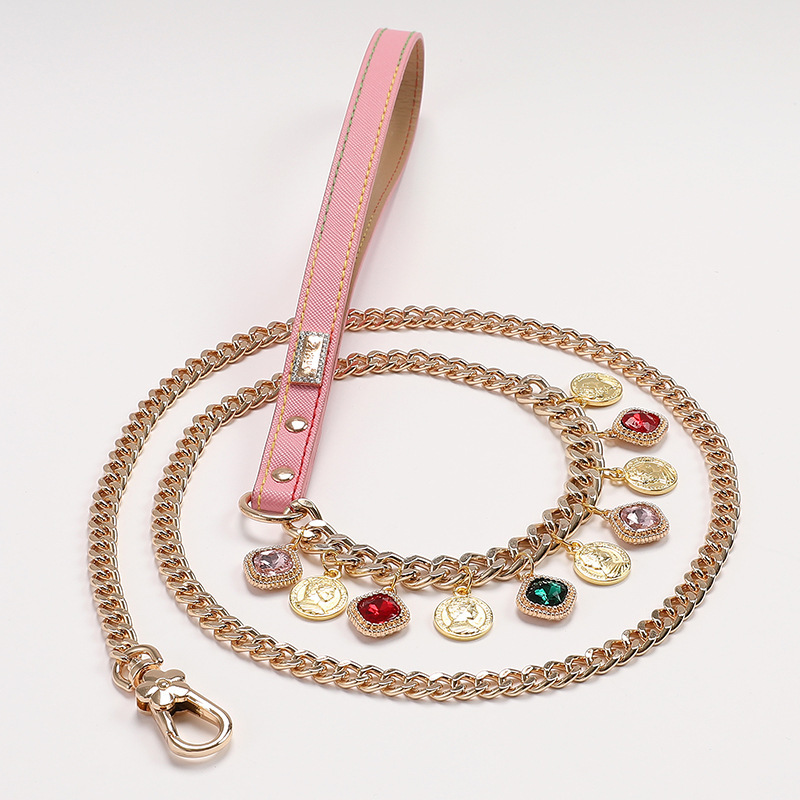 Pet supplies: Diamond buckle cat and dog collars, small dog pink pet necklaces, leash, cat and dog supplies pic 13