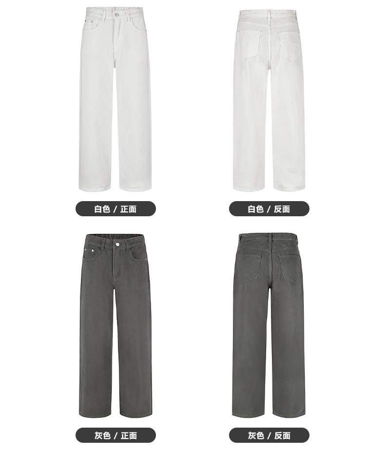 JIAMU三色美式baggyjeans美拉德中性牛仔裤男女休闲宽松直筒休闲详情4