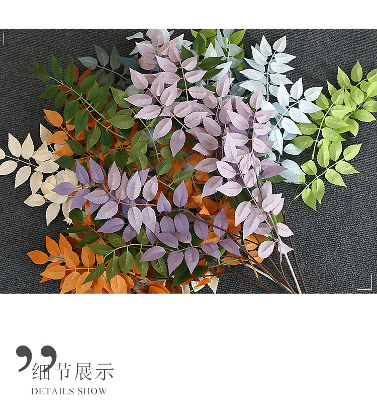仿真凌霄叶绿植婚庆软装榕树叶绢花森系花排办公文化园艺装饰品详情3