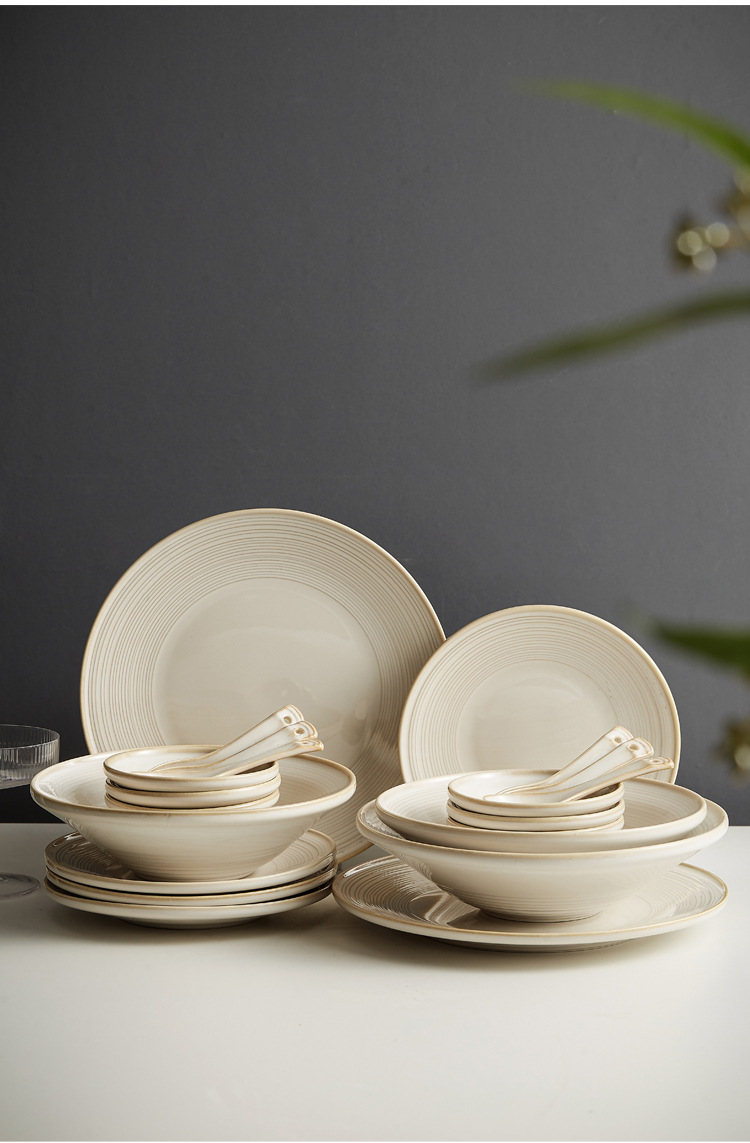 日式轻奢线纹陶瓷餐具礼盒现代简约乔迁新居送礼碗盘组合餐具批发详情2