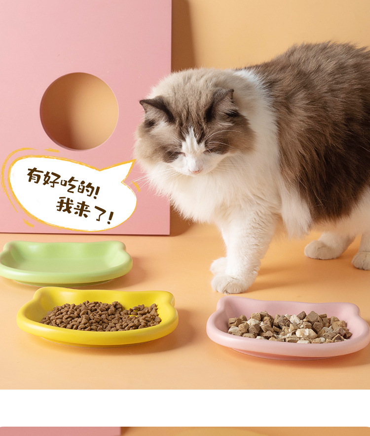韩国陶瓷碗猫咪吃饭幼猫食盆罐头零食冻干餐盘矮脚猫碟盘子宠物碗详情14