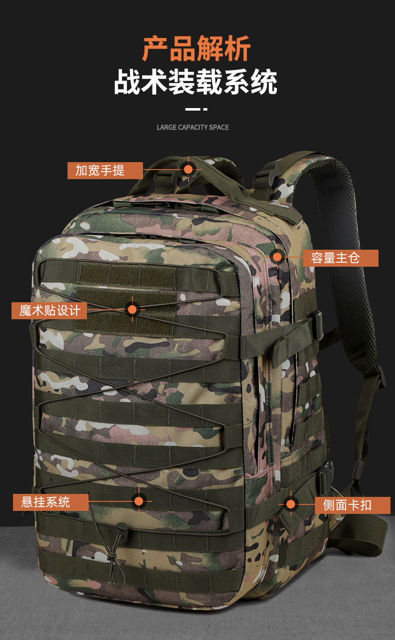 户外突击升级版战术双肩背大容量登山旅游通勤迷彩背包详情6