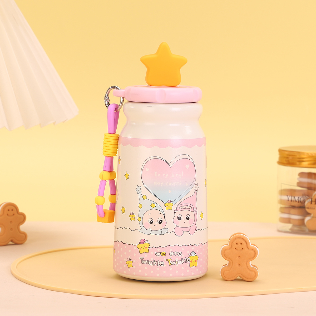Cartoon star people taza de agua taza aislante acero inoxidable 316 taza aislante para niños de gran capacidad para mujeres de alta apariencia horizontal copa de pajita pic 2