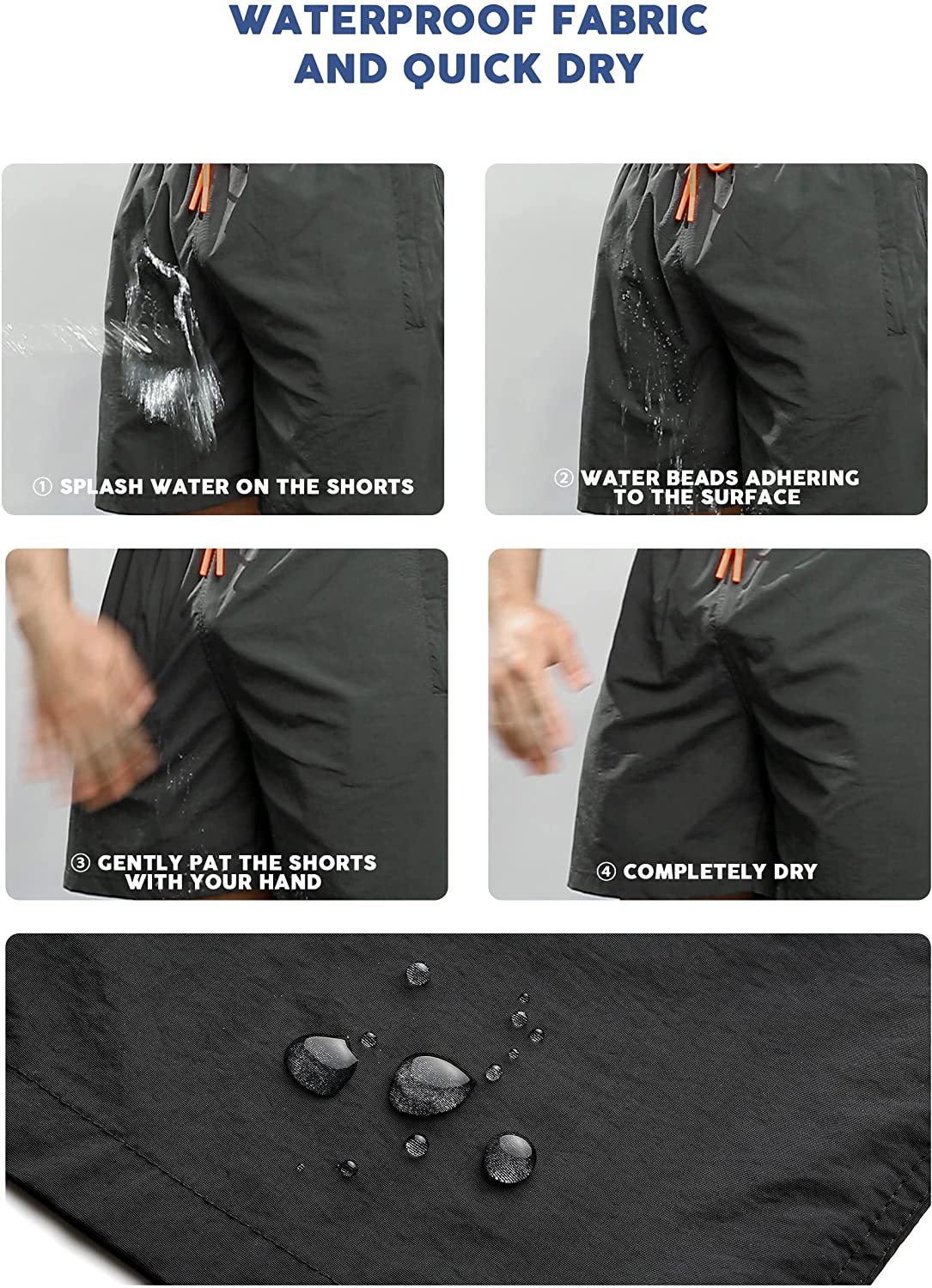 5-inch short waterproof zipper pocket men's surfing pants详情3