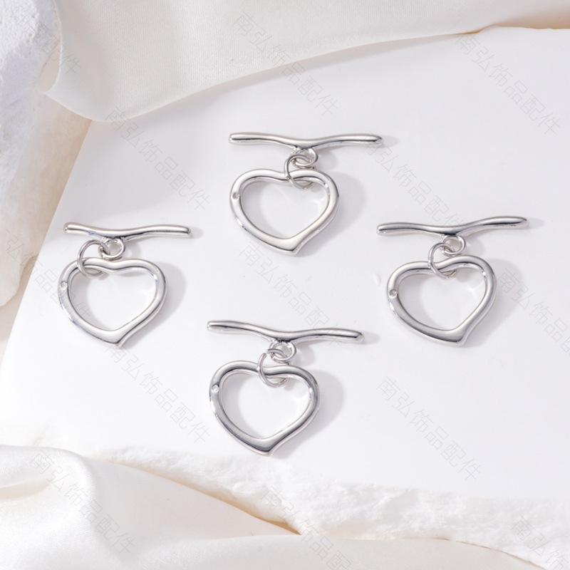 diy crystal pearl necklace with heart-shaped OT clasp in strong color preservation, white and gold. It is a connecting and clasp accessory pic 6