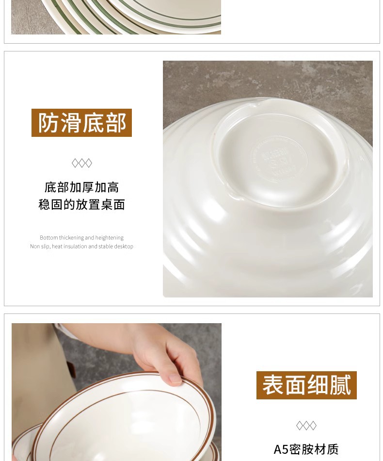 Melamine tableware, ramen bowls, commercial creative bamboo hat bowls, imitation porcelain plastic beef noodle soup bowls, rice noodle bowls, spicy hot pot large bowls pic 17