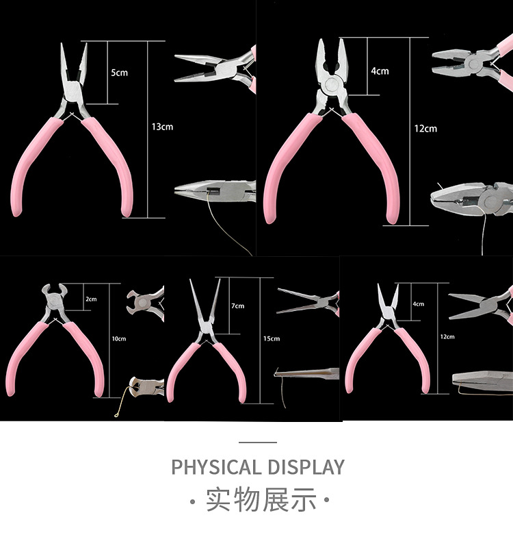 Pointed-nose pliers, double round pliers, diagonal pliers, elbow pliers, pointed-nose pliers, steel pliers, handcrafted diy jewelry tool pliers pic 5