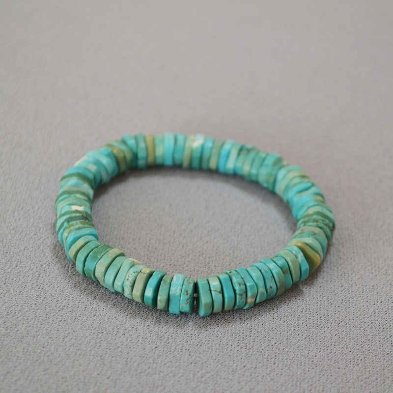 欧美小众个性气质复古夸张不规则切角绿松石隔片串珠弹力手环手串详情3