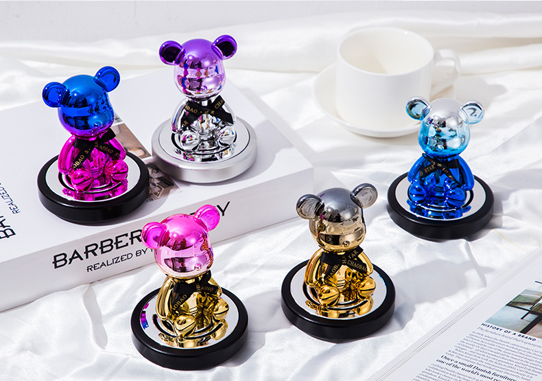 Diamond-encrusted electroplated shaking bear car perfume ornament, diamond-encrusted violent bear car solid aroma diffuser interior decoration pic 20