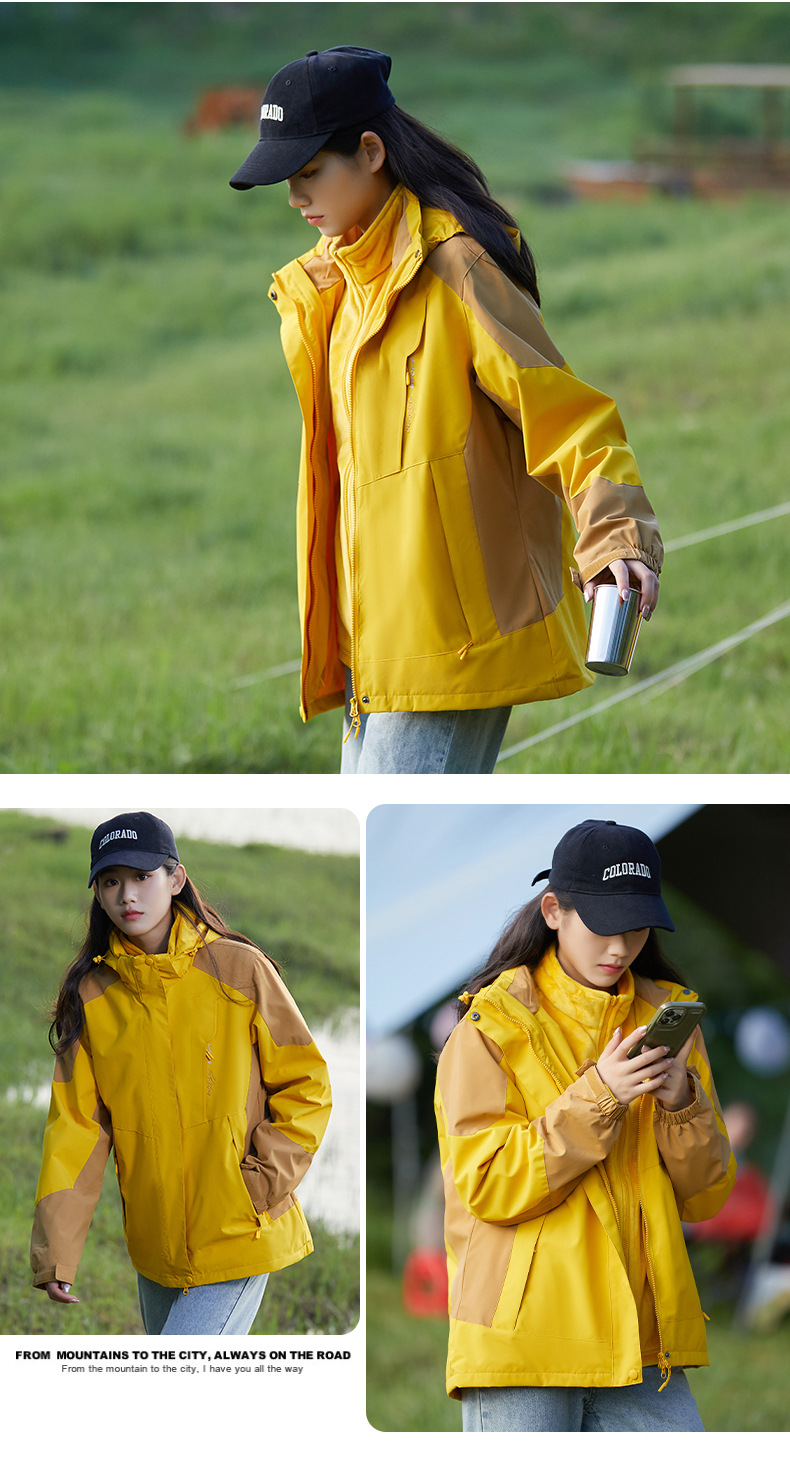 山系冲锋衣三合一男款防风防水加厚登山服女外套可拆卸工作服定制详情29