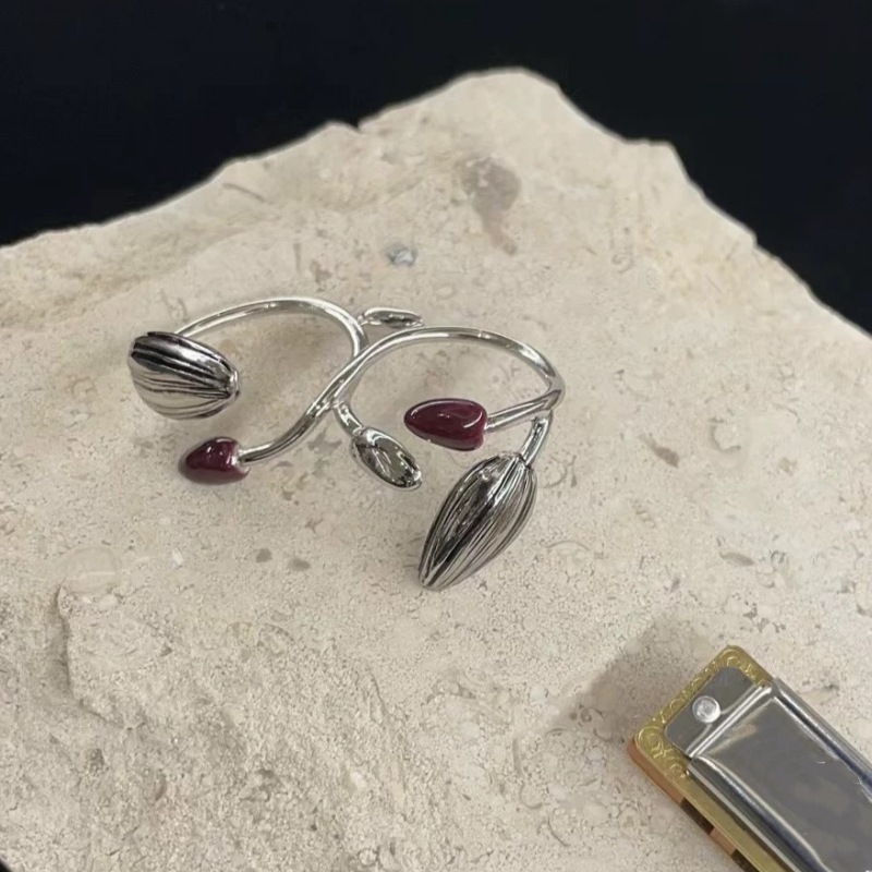 LEMA家珐琅涂釉双戒指 夏季简约素雅可调节瓜子型开口食指戒戒指详情2