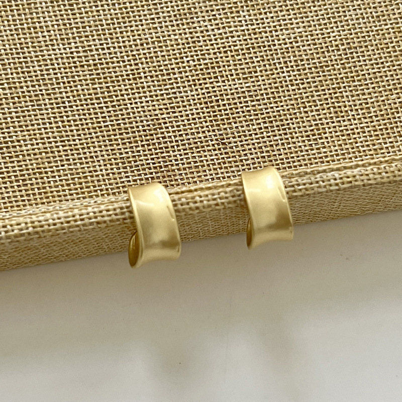 European and American simple and cold style, exquisite matte and frosted C-shaped wide surface, high-end, elegant and individual, irregular stud earrings pic 3