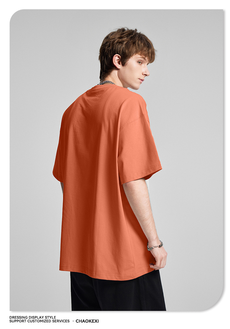 CKX2026夏季美式275g高品质潮牌纯棉t落肩纯色男潮青少年短袖T恤详情84