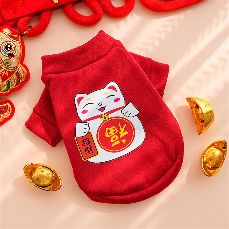 Año nuevo ropa de mascotas otoño invierno más peluche dos pies hoodies para perros ropa de gato teddy suministros fabricantes al por mayor pic 1