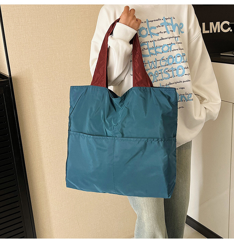 日系云朵包可折叠便携单肩手提收纳袋子大容量拉链超市买菜包防水详情23