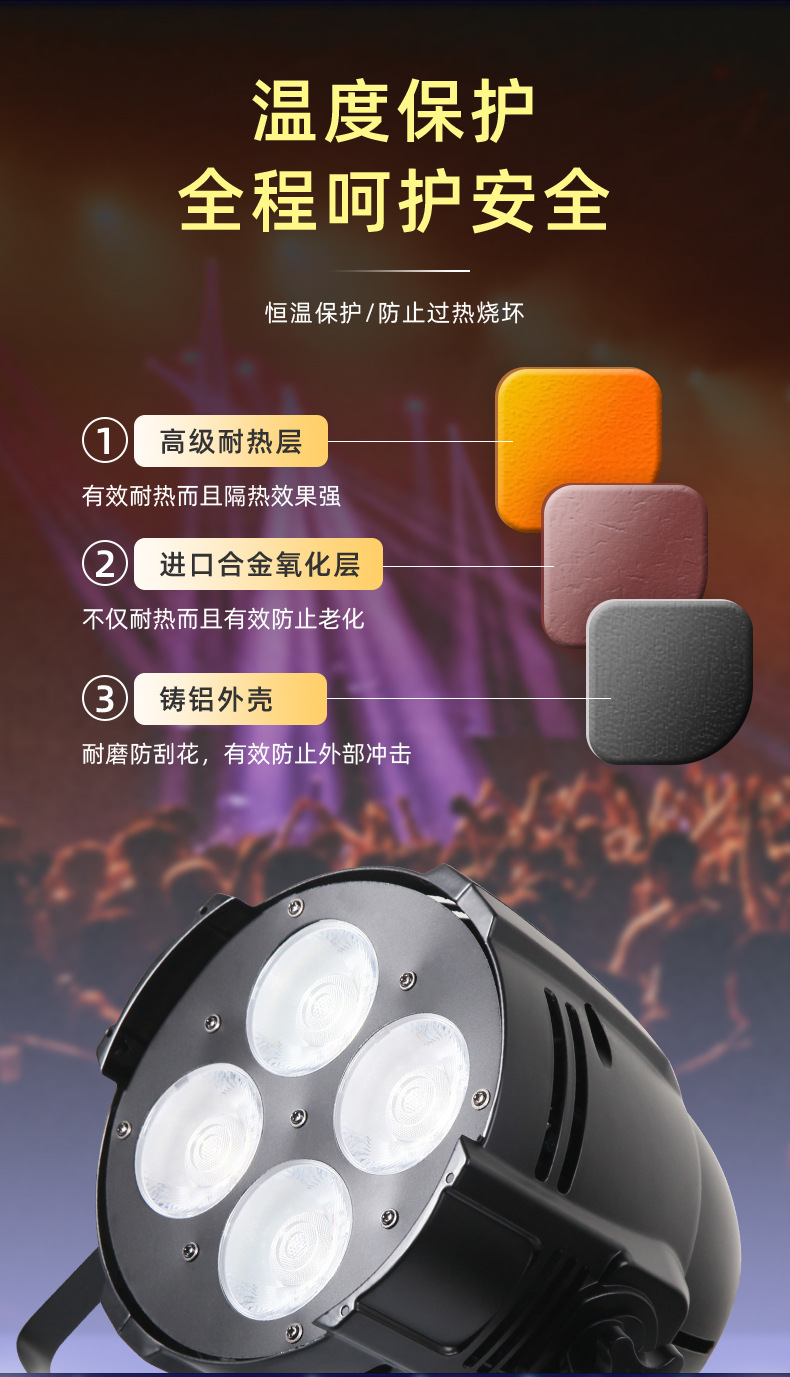 Stage lighting: 200W four-eye face light, LED full-power fill light, COB par light, wedding performance audience light panel pic 10