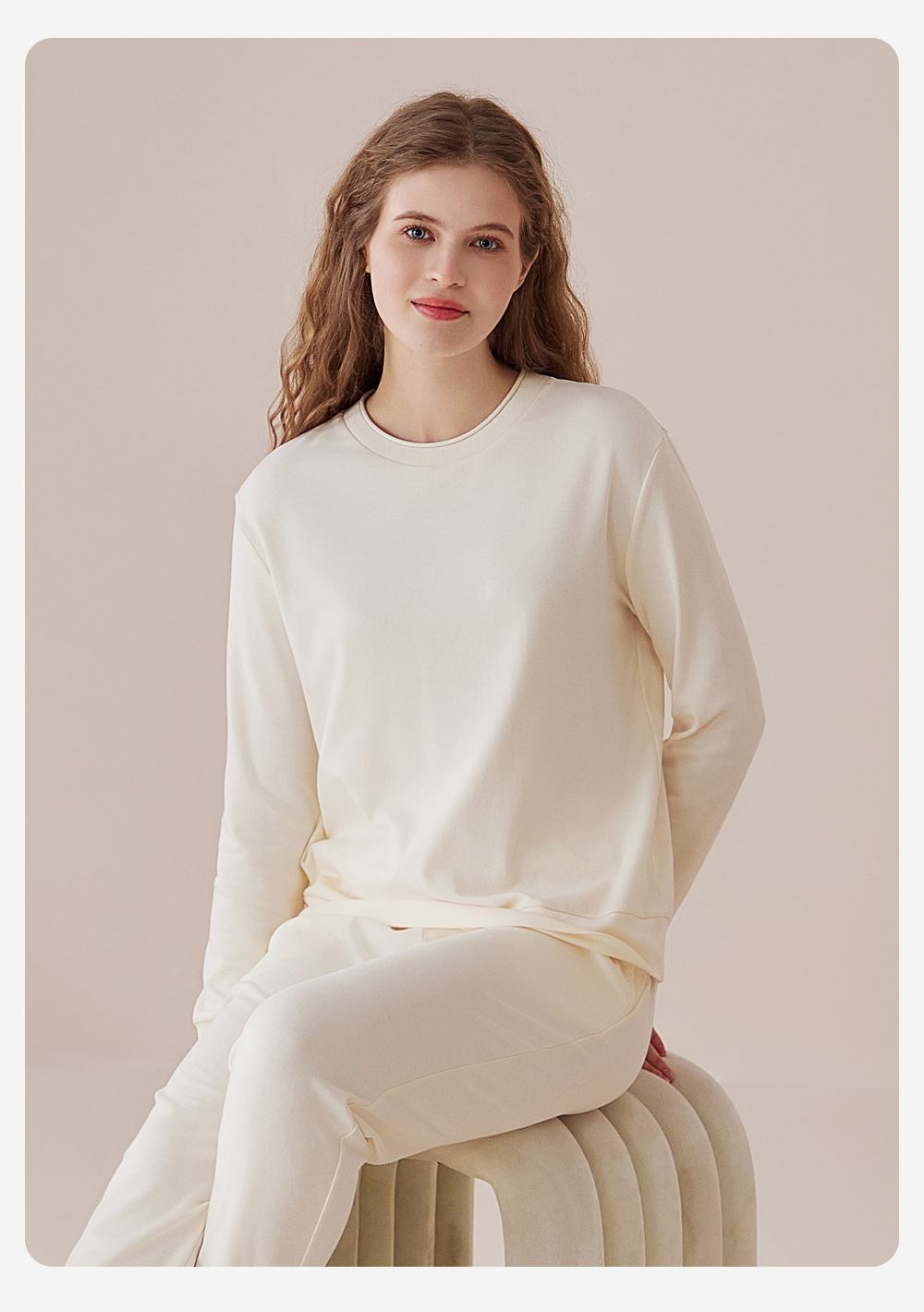 2025年春季女式长袖莫代尔棉圆领卫衣家居服棉睡衣睡裤套装详情13