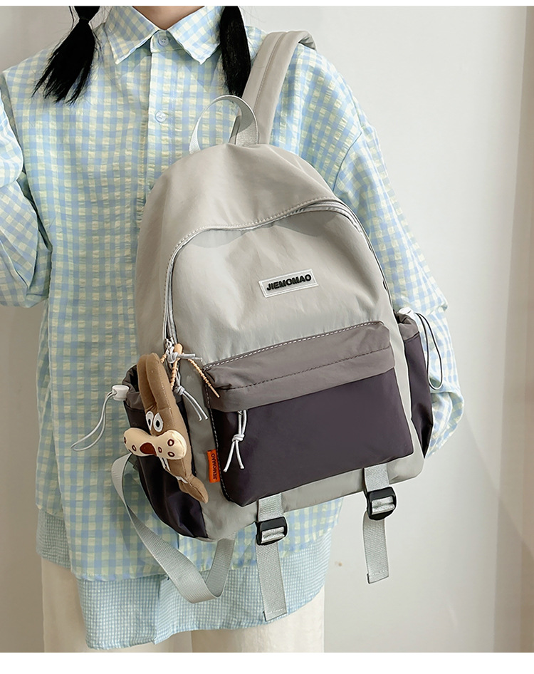 跨境新款学院风百搭双肩包初高中学生上课书包撞色洋气轻便双背包详情11