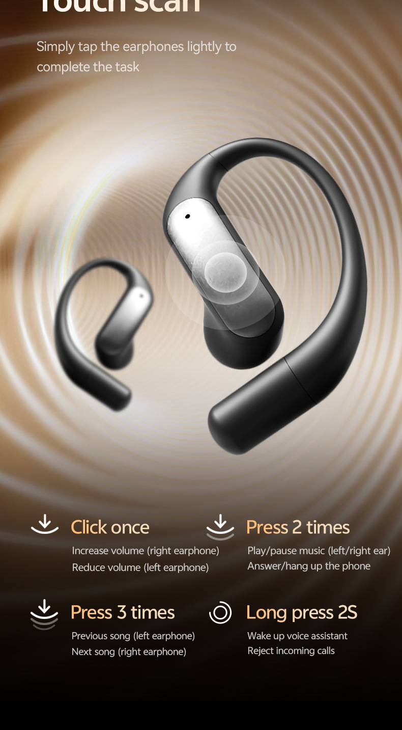 New product M129 Private mold OWS digital display non-in-ear Bluetooth headphones noise-cancelling wireless ear-hook smart headphones factory pic 17
