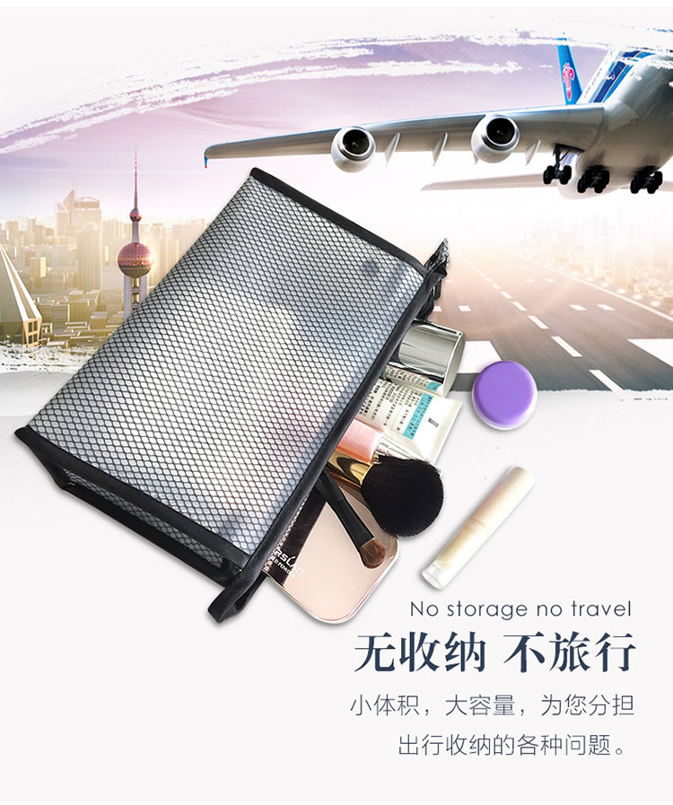 Transparent cosmetic bag, travel storage bag, portable PVC grid toiletry bag, waterproof travel cosmetic supplies storage bag pic 16