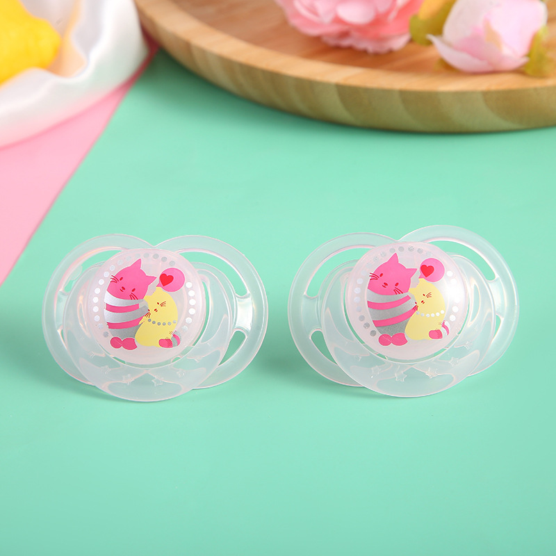 Wholesale of cartoon portable printed baby pacifiers with LIDS, silicone for babies to sleep soundly, durable and safe to play with pic 6