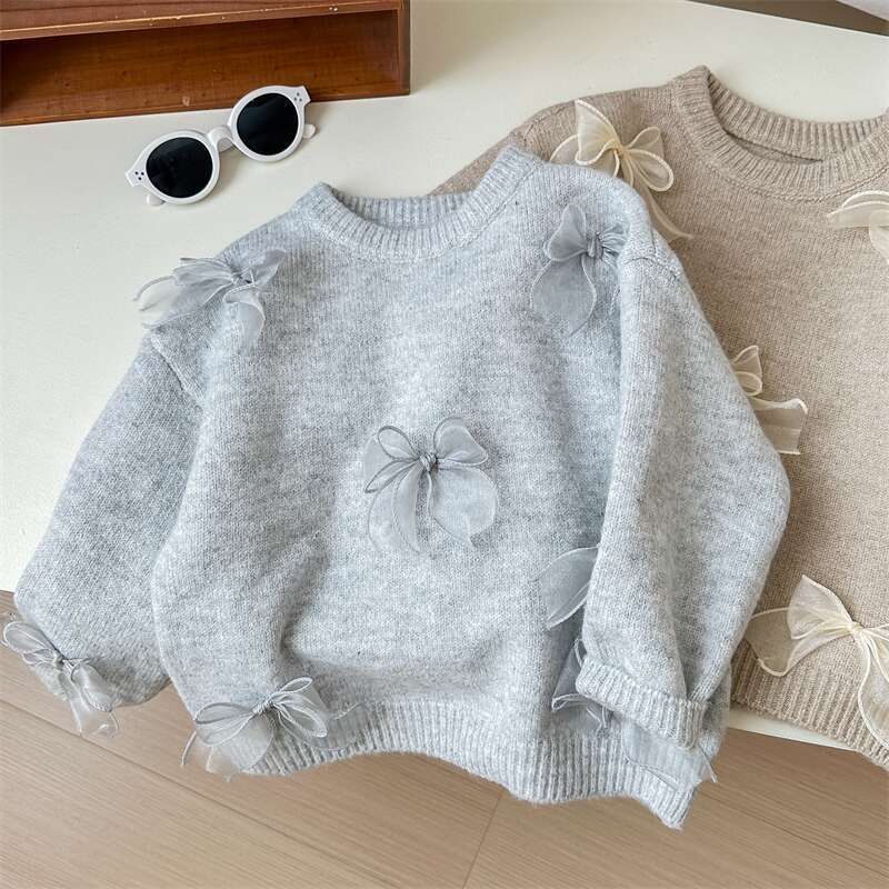Estrella infantil redondo coreano suéter para niños primavera/otoño nuevo zoeong niña versión coreana moda niños arco jersey pic 19