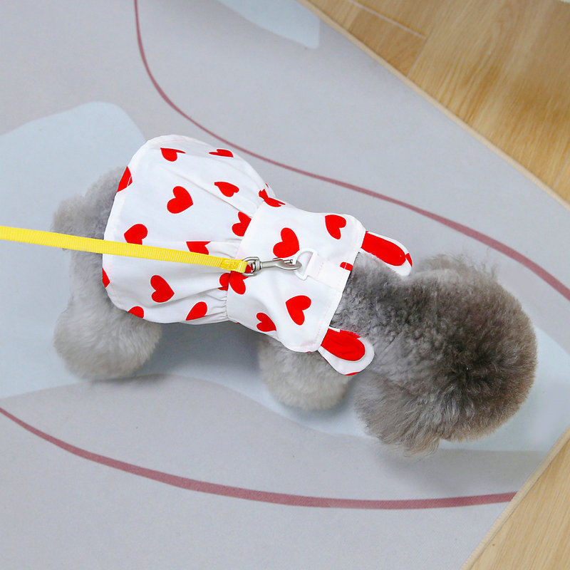 Spring and summer painted drawstring dress set, pet dog teddy Bichon Frise small dog vest style chest and back dog clothing pic 9