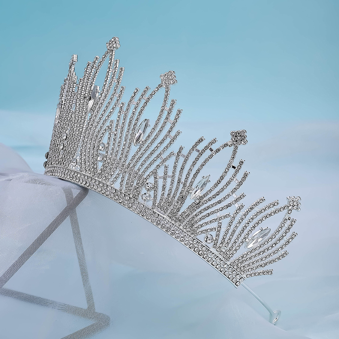 New personalized diamond silver princess headwear, grand and luxurious wedding dress, super glittering crystal, elegant fairy hair accessory, crown pic 7