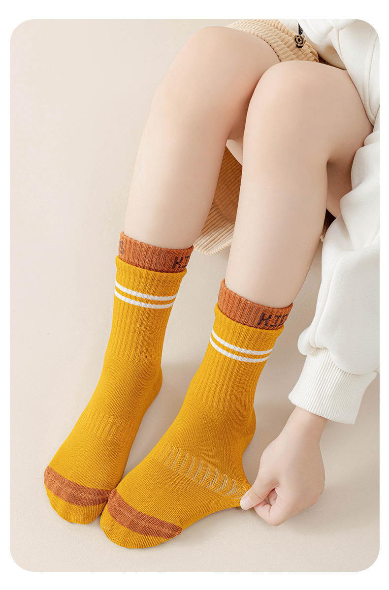 儿童袜子秋冬男童双罗口字母运动潮袜秋冬a类学生运动棉袜吸童袜详情12