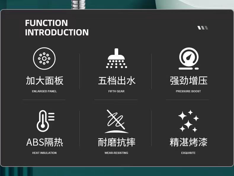 Large panel shower head, pressurized five-speed high water output, bathroom water heater, bathing silicone lotus pod head pic 3