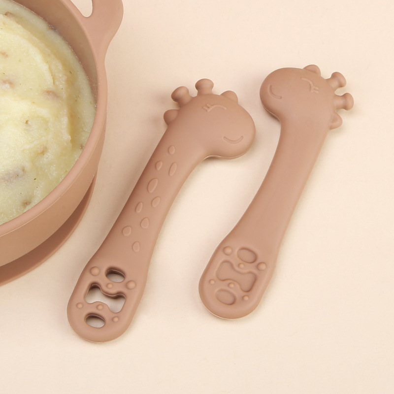 儿童勺子宝宝果泥米糊喂养勺子硅胶训练勺喂养餐具baby婴儿辅食勺详情25